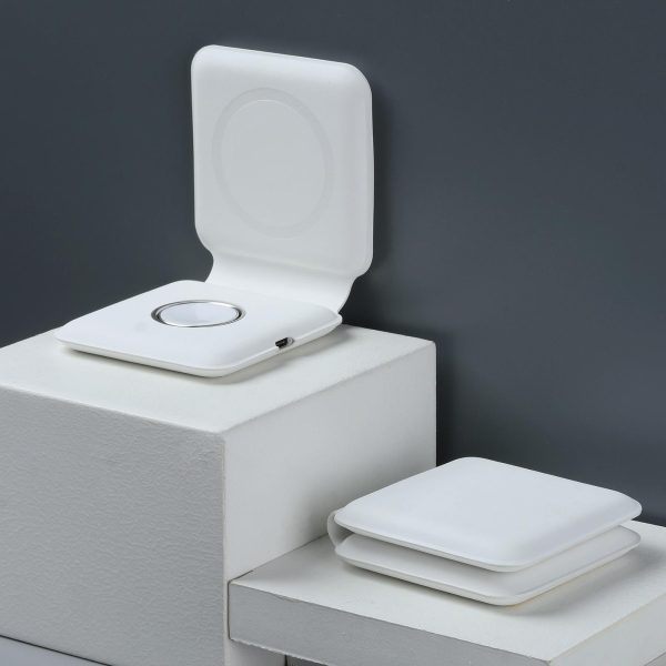 Foldable Dual Wireless Charger For Phones Iwatch Airpods - White - Image 15