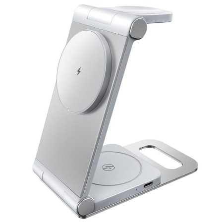 15W 3 In 1 Foldable Desktop Wireless Charger - White