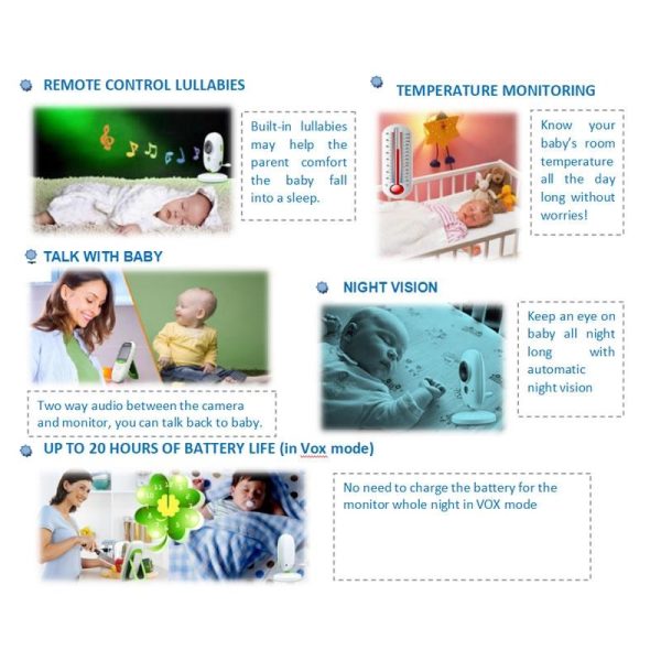 2.4 Wireless Baby Monitor With Lcd Night Vision & Two-Way Talk - White - Image 5