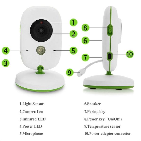 2.4 Wireless Baby Monitor With Lcd Night Vision & Two-Way Talk - White - Image 8