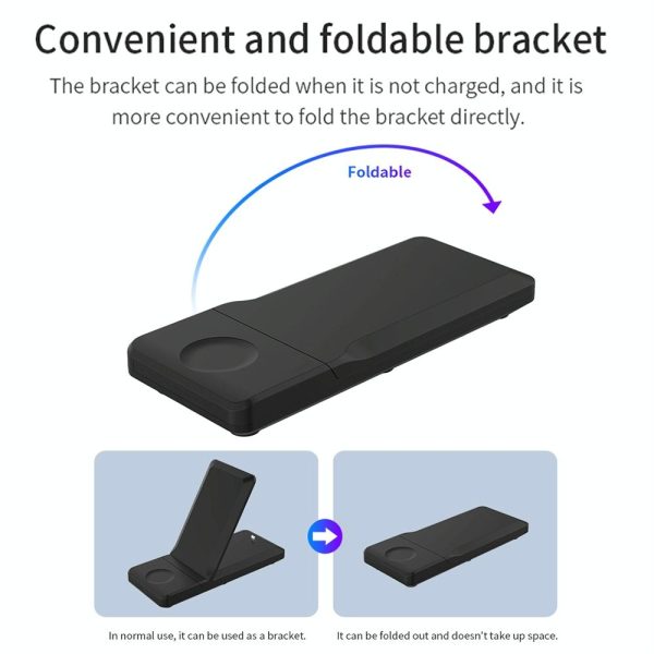 3 In 1 Foldable Wireless Charger For Iphone Iwatch Airpods - White - Image 5