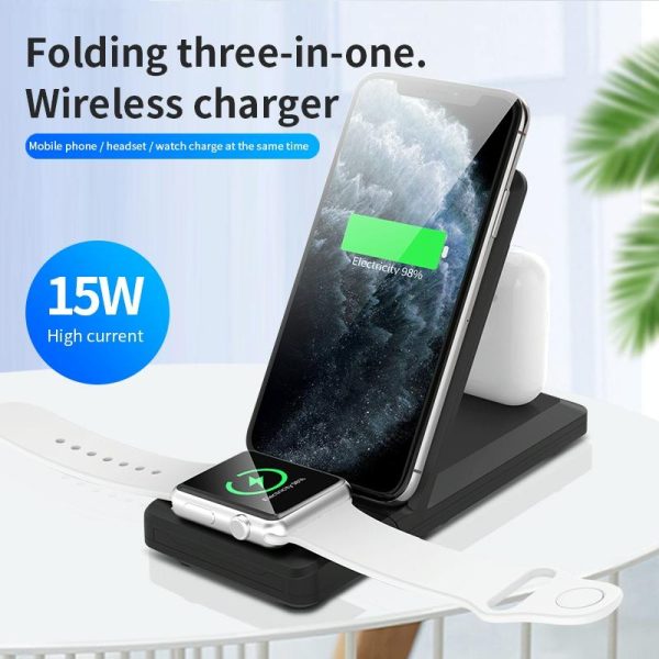 3 In 1 Foldable Wireless Charger For Iphone Iwatch Airpods - White - Image 7