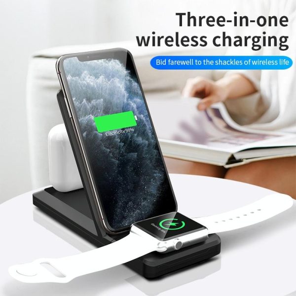 3 In 1 Foldable Wireless Charger For Iphone Iwatch Airpods - White - Image 8