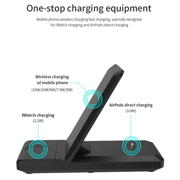 3 In 1 Foldable Wireless Charger For Iphone Iwatch Airpods - White - Image 11