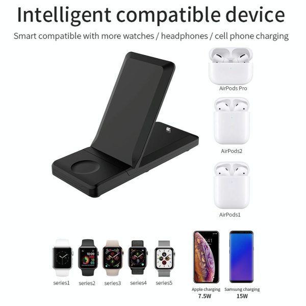 3 In 1 Foldable Wireless Charger For Iphone Iwatch Airpods - White - Image 12