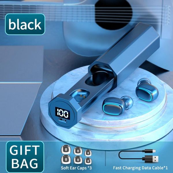 True Wireless Bluetooth Earphones with Digital Display and Charging Box - White - Image 3