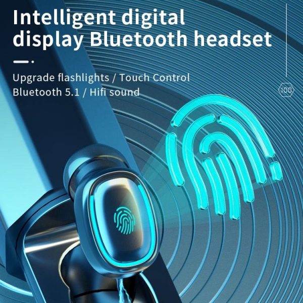 True Wireless Bluetooth Earphones with Digital Display and Charging Box - White - Image 5