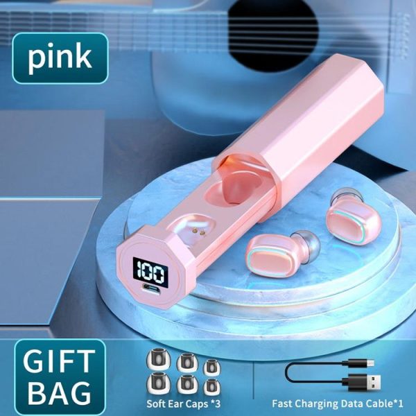 True Wireless Bluetooth Earphones with Digital Display and Charging Box - White - Image 13