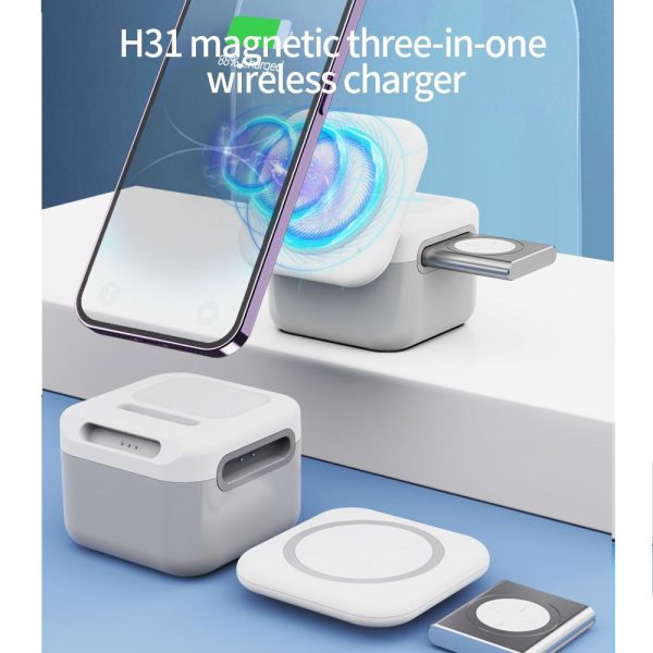 15W 3 In 1 Magnetic Wireless Charger White - Image 6