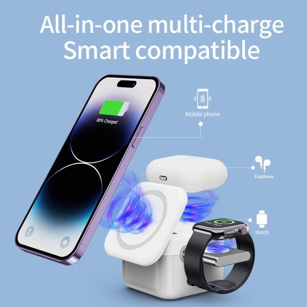 15W 3 In 1 Magnetic Wireless Charger White - Image 7