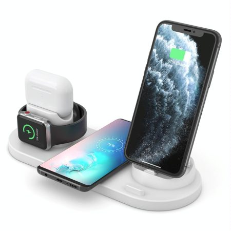 6 In 1 Wireless Charger For Iphone Apple Watch Airpods & Android - White