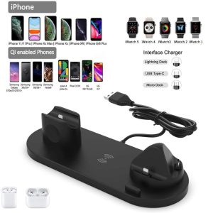6 In 1 Wireless Charger For Iphone Apple Watch Airpods & Android - White - Image 5