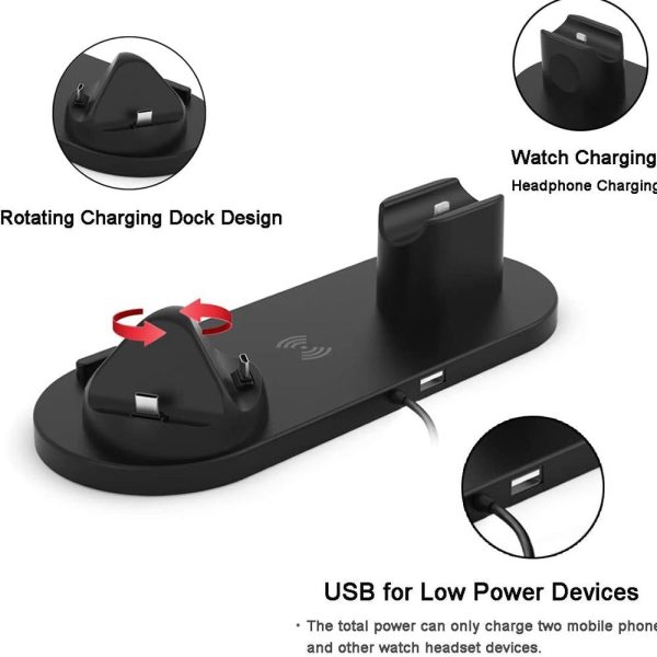 6 In 1 Wireless Charger For Iphone Apple Watch Airpods & Android - White - Image 6