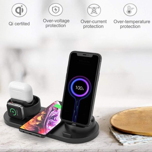 6 In 1 Wireless Charger For Iphone Apple Watch Airpods & Android - White - Image 8