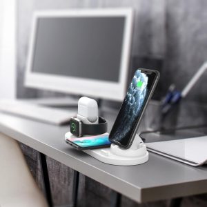 6 In 1 Wireless Charger For Iphone Apple Watch Airpods & Android - White - Image 9