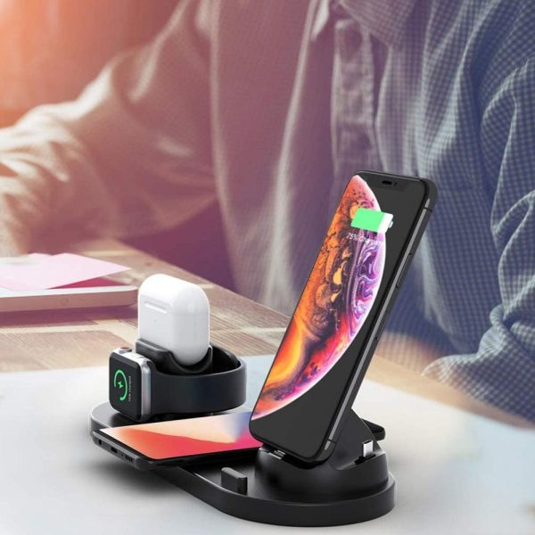 6 In 1 Wireless Charger For Iphone Apple Watch Airpods & Android - White - Image 10