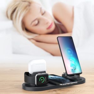 6 In 1 Wireless Charger For Iphone Apple Watch Airpods & Android - White - Image 11