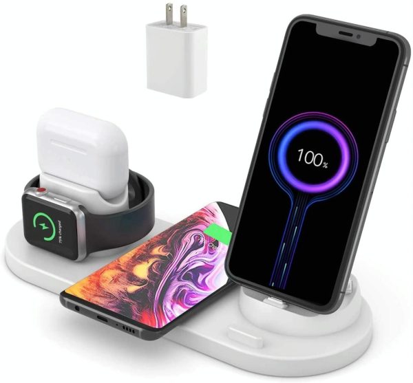 6 In 1 Wireless Charger For Iphone Apple Watch Airpods & Android - White - Image 14
