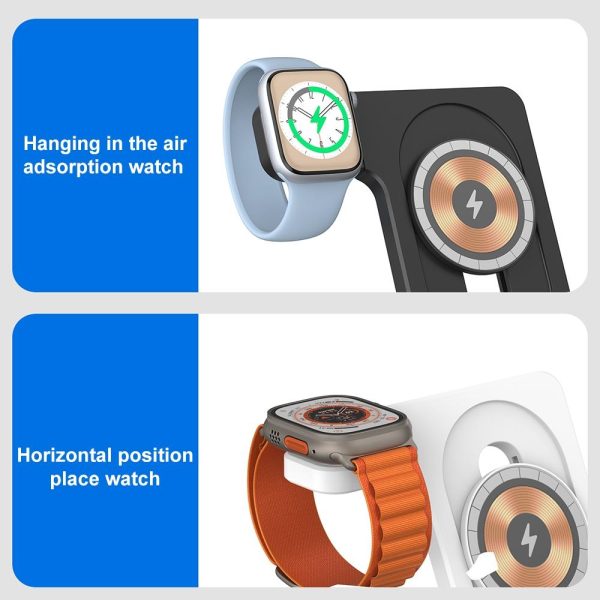 15W 5 In 1 Foldable Magnetic Wireless Charger With Night Light - White - Image 11