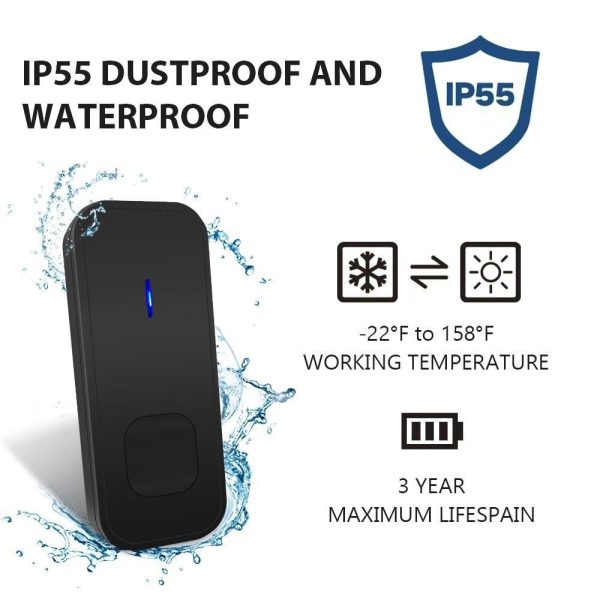 Wireless Waterproof Doorbell Receiver - 110Db Low Power 300M Range 53 Music Options Night Light - White - Image 3