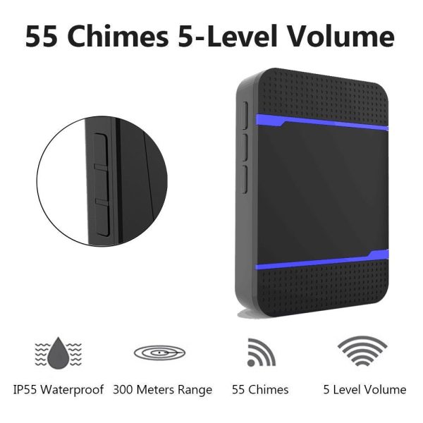 Wireless Waterproof Doorbell Receiver - 110Db Low Power 300M Range 53 Music Options Night Light - White - Image 4