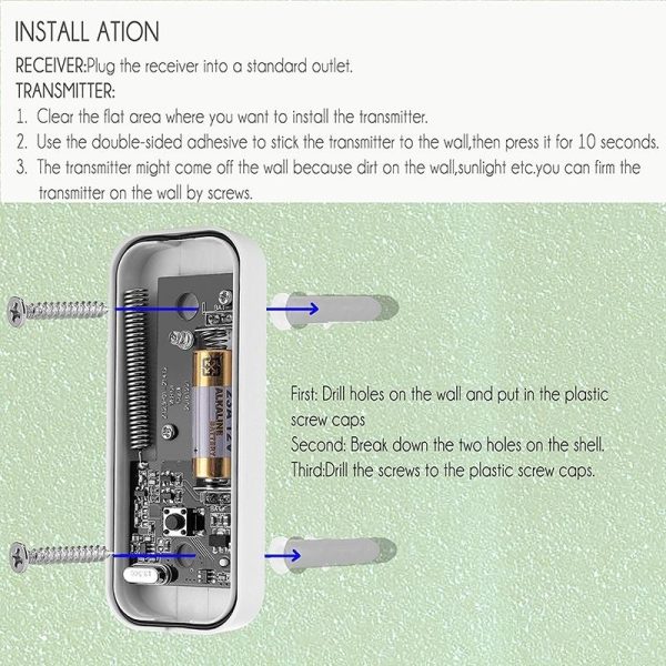 Wireless Waterproof Doorbell Receiver - 110Db Low Power 300M Range 53 Music Options Night Light - White - Image 7