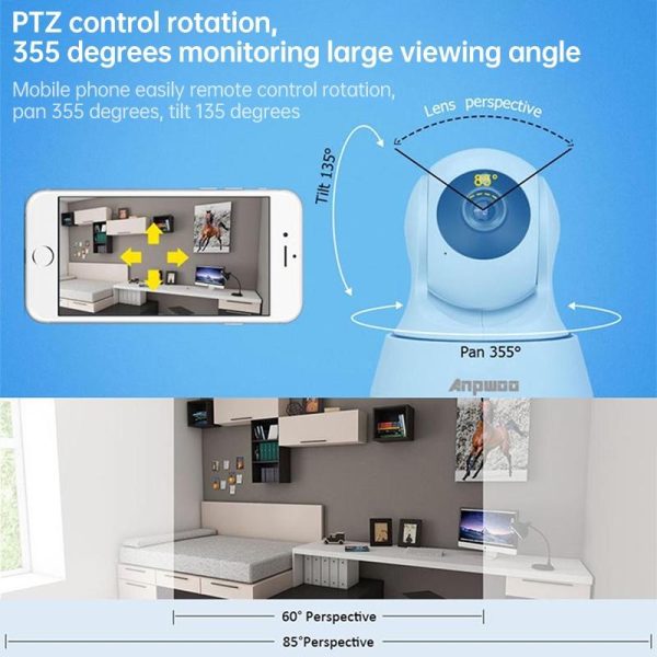 720P Smart Wifi Monitor Camera With 100W Wide Angle Lens Night Vision & Tf Card Expansion - Image 11