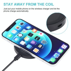 Universal 5W Round Wireless Charger - Black + White - Image 3