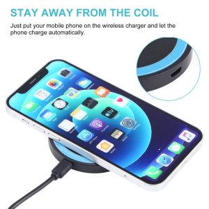 Universal 5W Round Wireless Charger - Black + White - Image 10