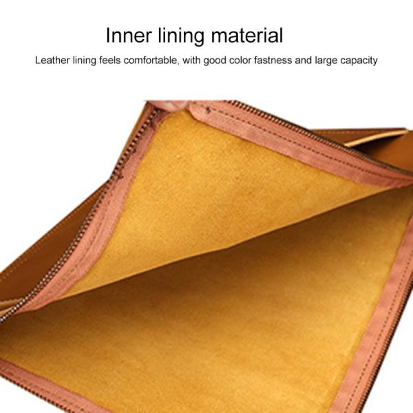 Premium Leather Business Laptop Bag With Zipper - Universal Fit - Brown - Image 5