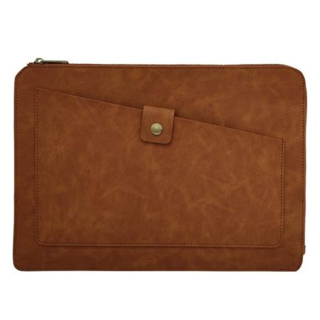 Premium Leather Business Laptop Bag With Zipper - Universal Fit - Brown