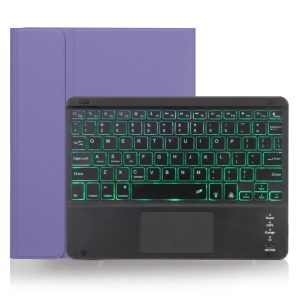Detachable Bluetooth Keyboard Tablet Case For Ipad Pro 11 With Touchpad Pen Slot & Backlight - Plain Texture - Light Purple - Image 1
