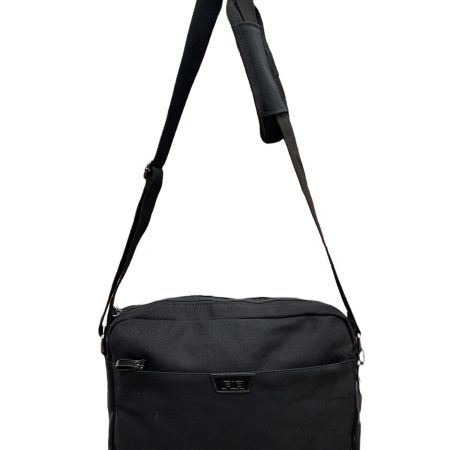 FIB Byron Canvas Laptop Messenger Bag - Black, Adjustable Strap, Fits 13" Laptop