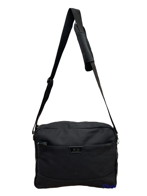 FIB Byron Canvas Laptop Messenger Bag - Black, Adjustable Strap, Fits 13" Laptop - Image 2