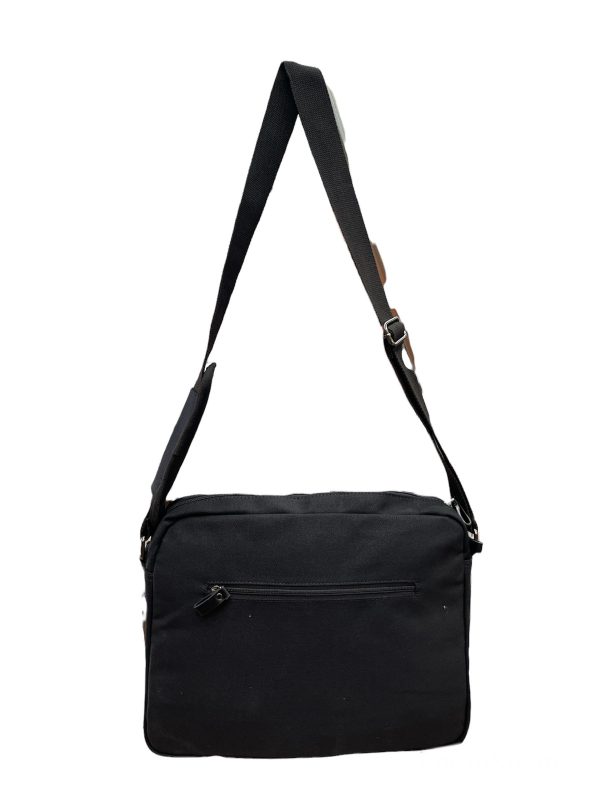 FIB Byron Canvas Laptop Messenger Bag - Black, Adjustable Strap, Fits 13" Laptop - Image 3