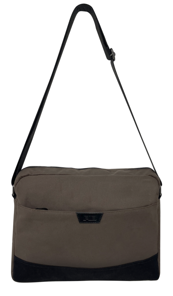 FIB Byron Canvas Laptop Messenger Bag Travel Shoulder Sling - Brown - Image 2