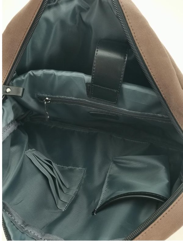 FIB Byron Canvas Laptop Messenger Bag Travel Shoulder Sling - Brown - Image 4