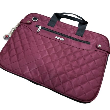 RFID Quilted Taslon Laptop Bag Sleeve Computer Travel w/ Tablet Holder - Marsala