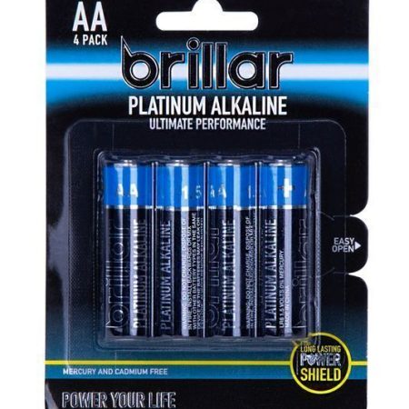 4 Pack LR6 AA Platinum Alkaline Batteries Long Lasting Power Home Office