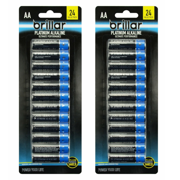 2 Packs of 24 Brillar AA Platinum Alkaline Batteries Long Lasting Power Home - Image 2