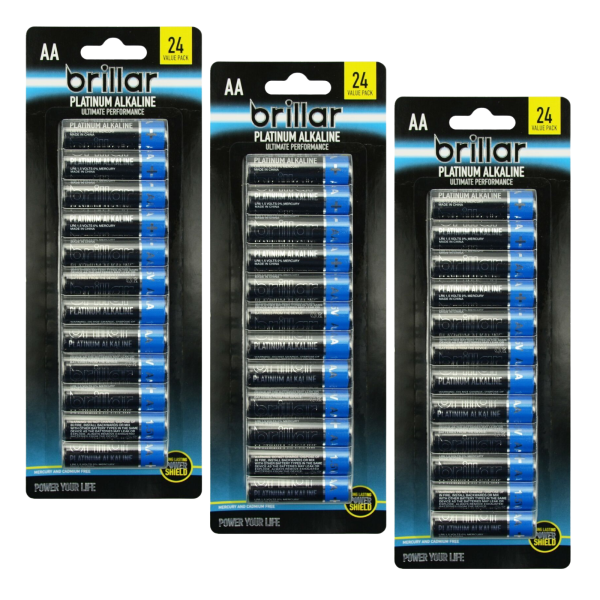 3 Packs of 24 Brillar AA Platinum Alkaline Batteries Long Lasting Power Home - Image 2