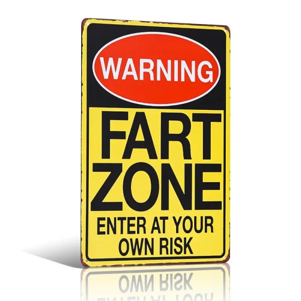 Vintage Fart Zone Warning Sign Funny Metal Sign Bathroom Kitchen Office - Humorous Gift - Image 4