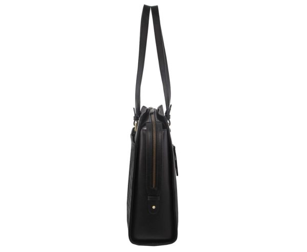 Pierre Cardin Unisex Croc-Embossed Leather Business 15" Laptop Computer Bag - Black - Image 3