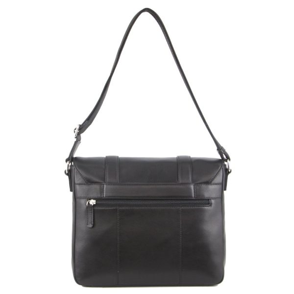 Pierre Cardin Pebbled Leather 13" Laptop Computer Bag Overnight Satchel - Black - Image 5