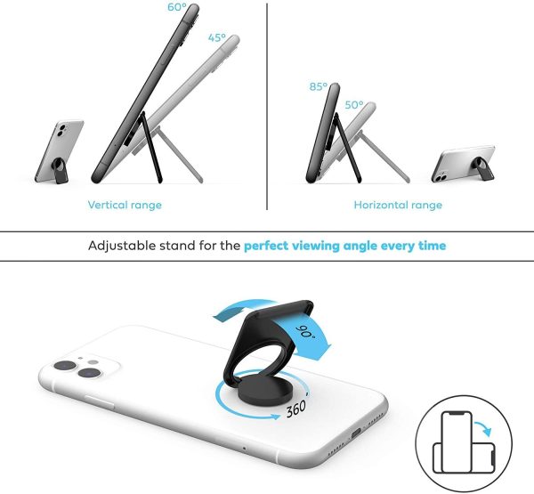 phonetag - Multi-View Phone Stand with Magnetic Ring Holder Universal (Black) - Image 4