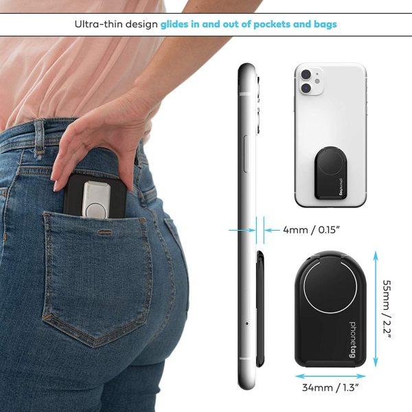 phonetag - Multi-View Phone Stand with Magnetic Ring Holder Universal (Black) - Image 7