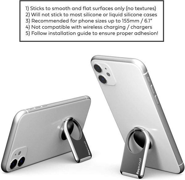 phonetag - Multi-View Phone Stand with Magnetic Ring Holder Universal (Silver) - Image 3