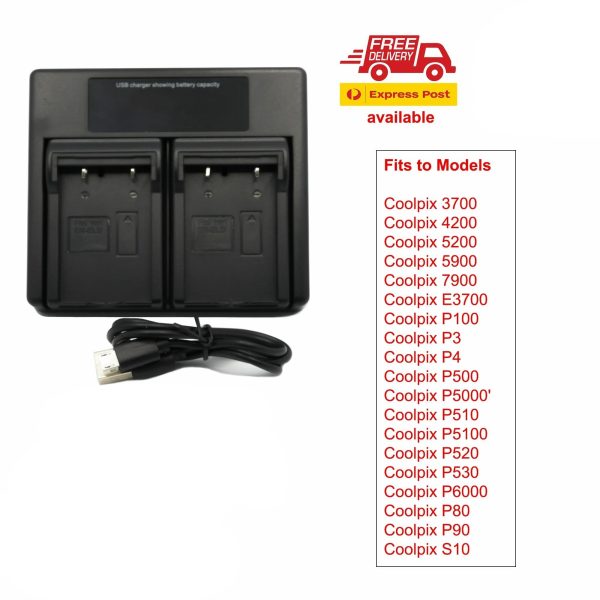 Hridz EN-EL5 Dual Charger For Nikon ENEL5 EN-EL5 COOLPIX P80 P90 P5000 P5100 P6000 P3 P4 - Image 2
