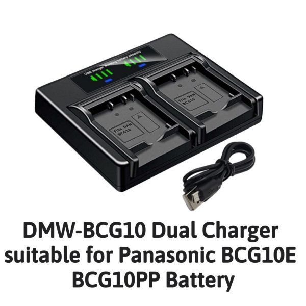 Hridz BCG10 Dual Battery Charger For Panasonic DMW-BCG10 Lumix DMC-TZ31 TZ35 TZ65 TZ6 TZ7 - Image 2