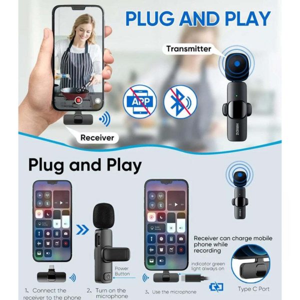 Hridz K9 Wireless Rechargeable 1 in 1 Microphone For Lightning Port Devices Recording Interview - Image 3